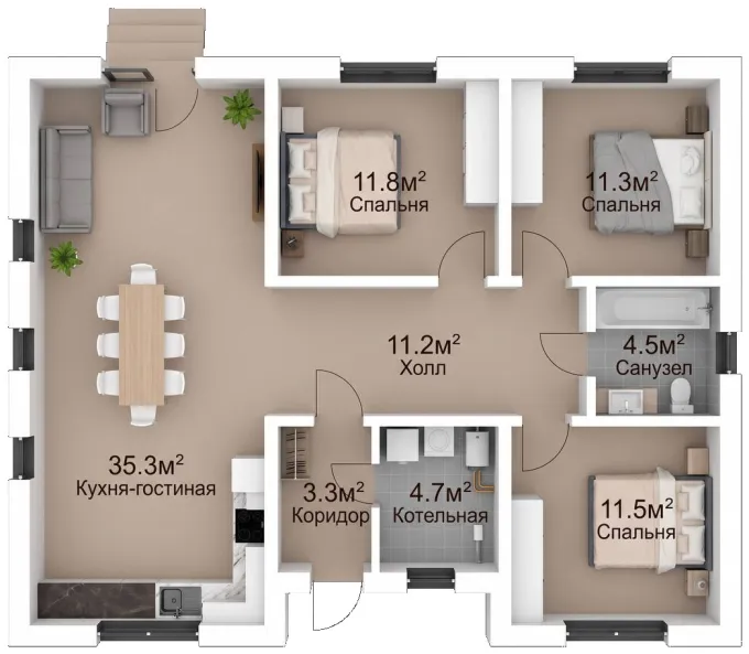 Планировка дома 105 м², вариант 1