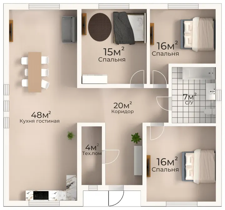 Планировка дома 120 м², вариант 1