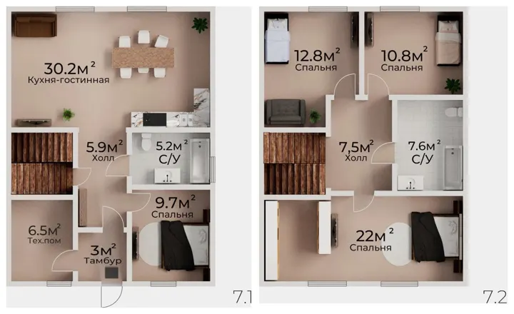 Планировка дома 142 м², вариант 1