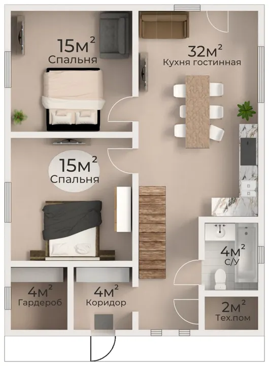 Планировка дома 75 м², вариант 4