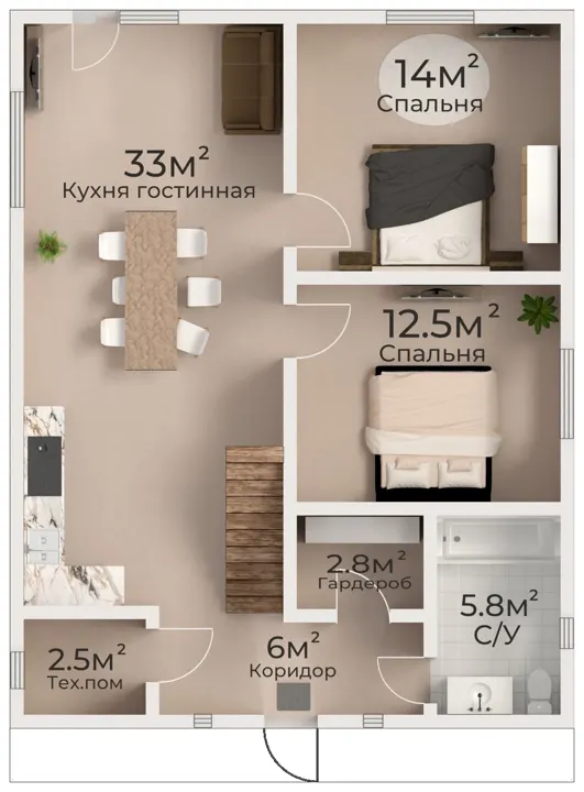 Планировка дома 75 м², вариант 5