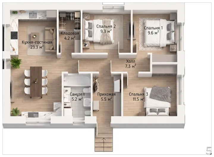 Планировка дома 80 м², вариант 2