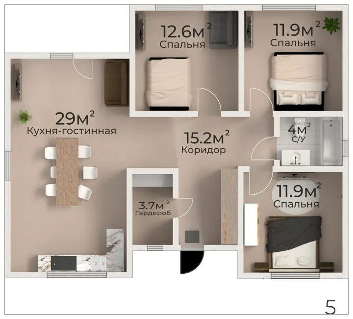 Планировка дома 88 м², вариант 1