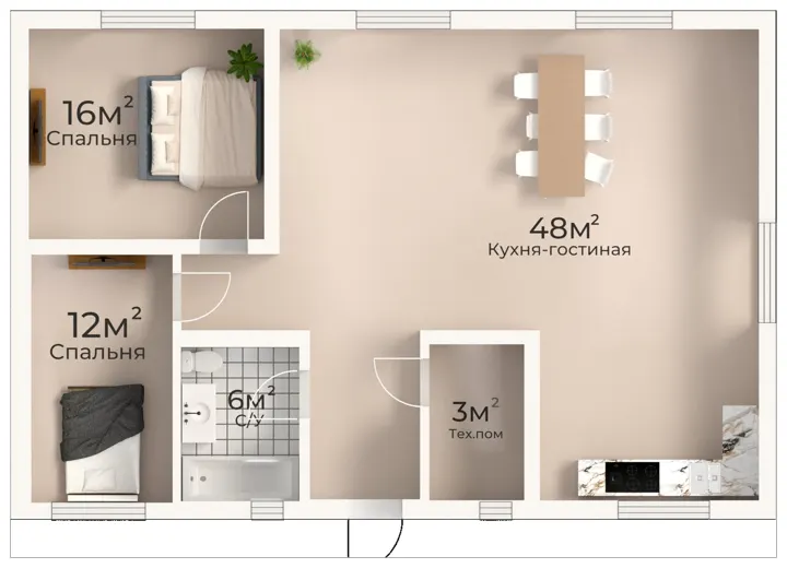 Планировка дома 96 м², вариант 3