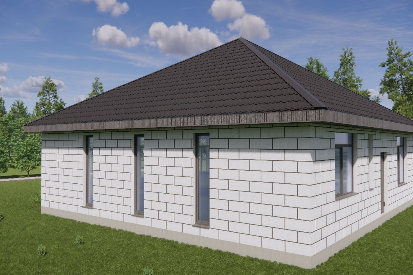 Визуализация проекта дома 120 м² из газоблока