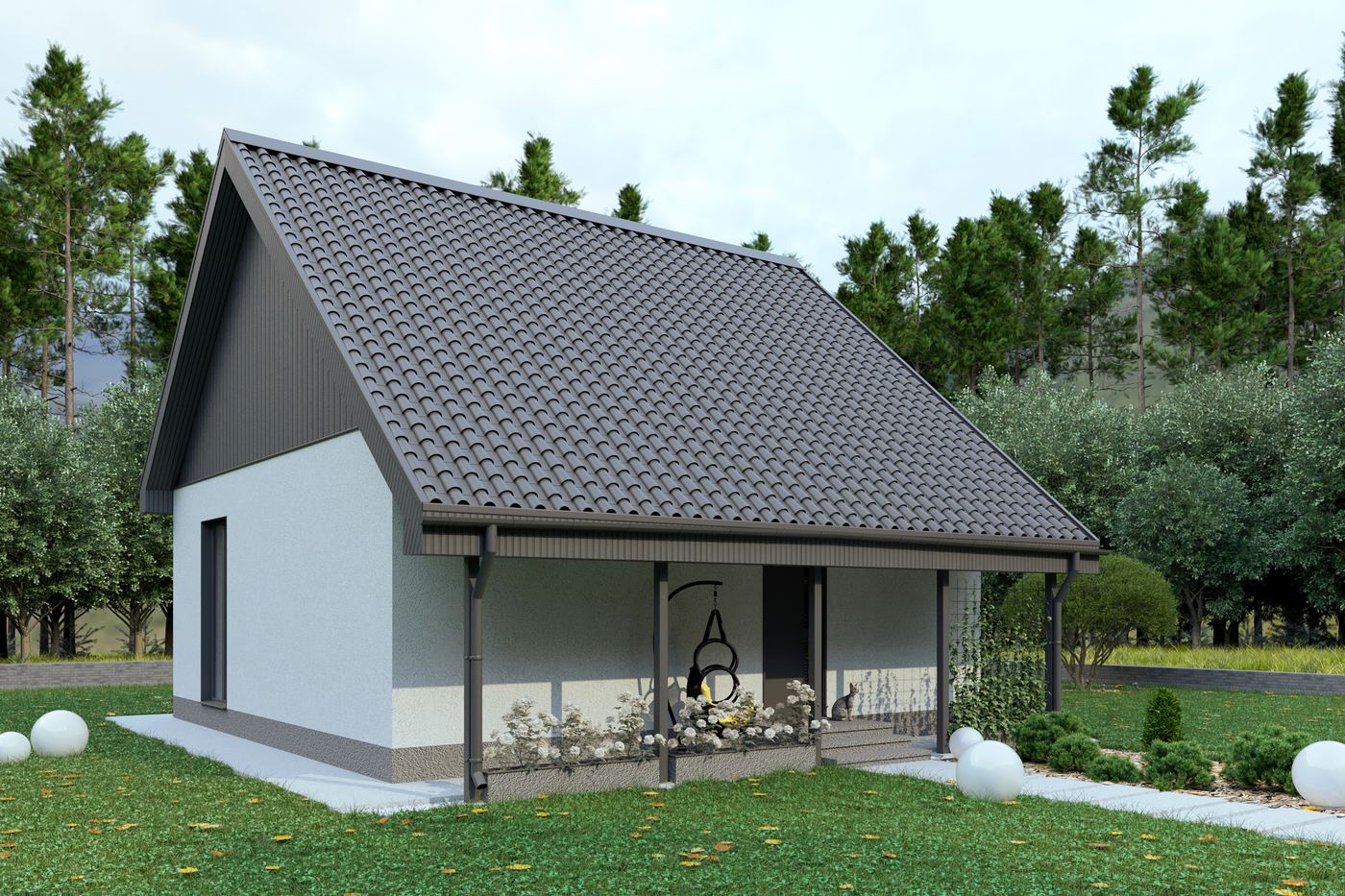 Визуализация проекта дома 60 м² из газоблока